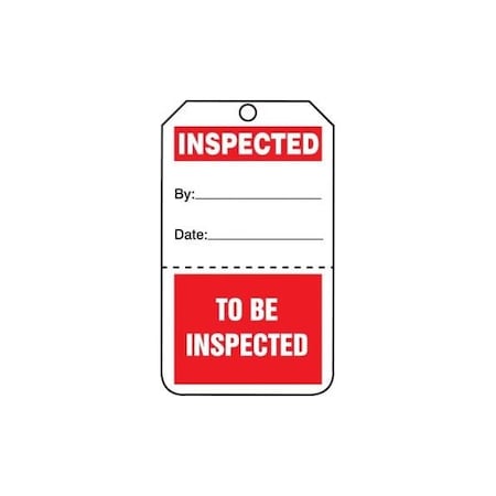 Accuform Safety Tags, INSPECTED TO BE INSPECTED, Perforated, 5.75in x 3.25in, RP-Plastic, 5PK TPP102PTM